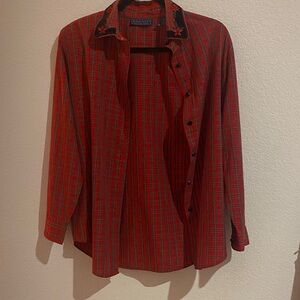 Karen Scott Vibrant Red Plaid Shirt